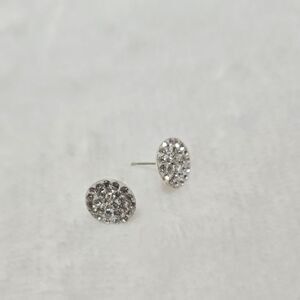Silver Stud Earrings With Sparkling Crystals